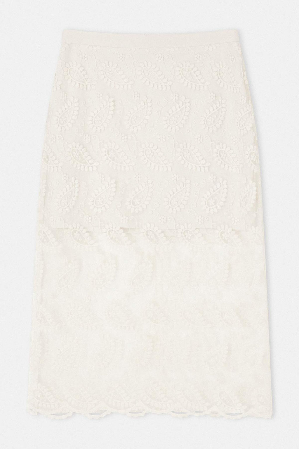 Limited Edition Beyaz Sal Desen Midi Orme Tul Brode Etek TPRSS26ET00014 - Trendyolmilla фото 6