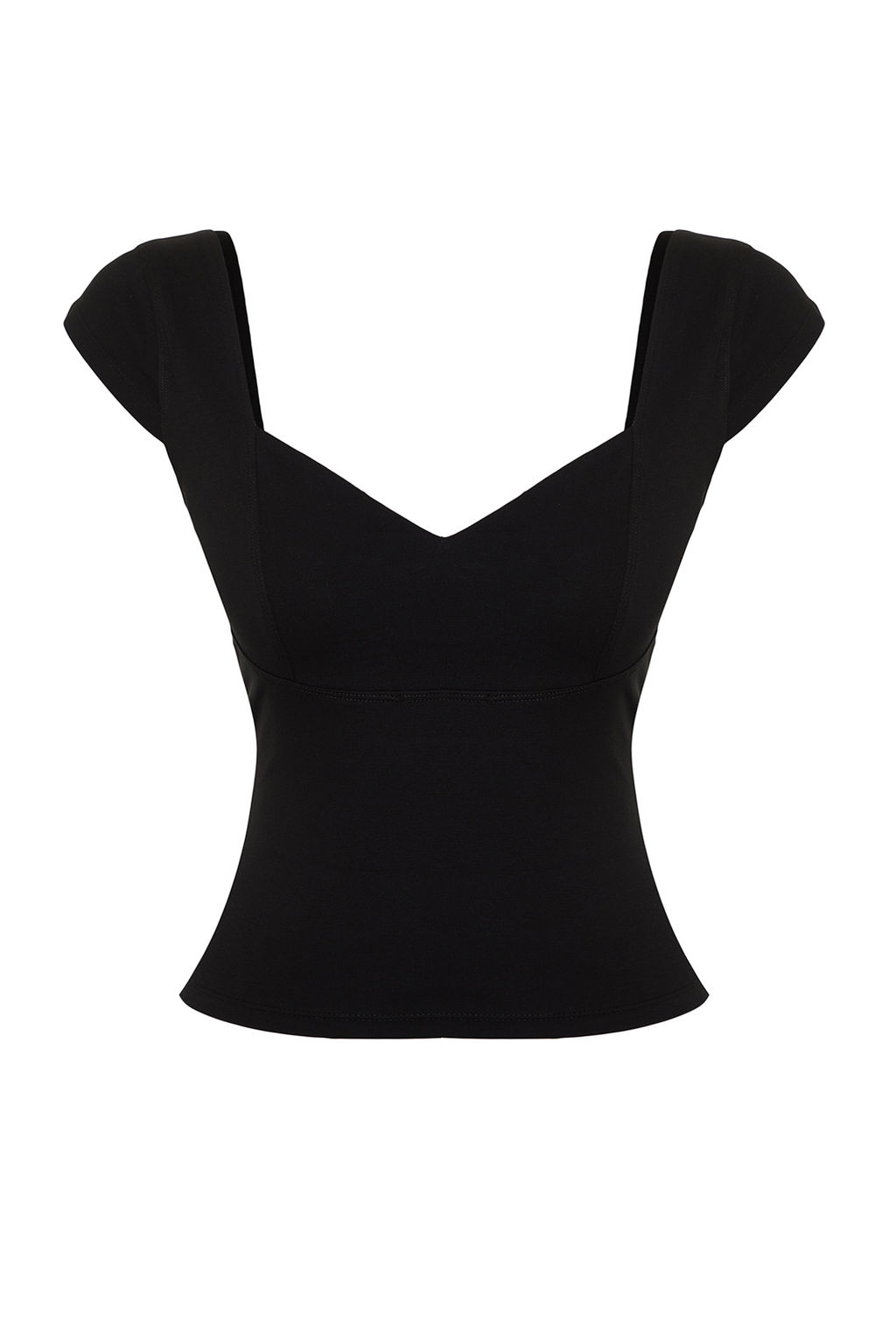 Trendyolmilla Ekru Kalp Yaka Vucuda Oturan Pamuklu Esnek Orme Bluz TWOSS24BZ00113
