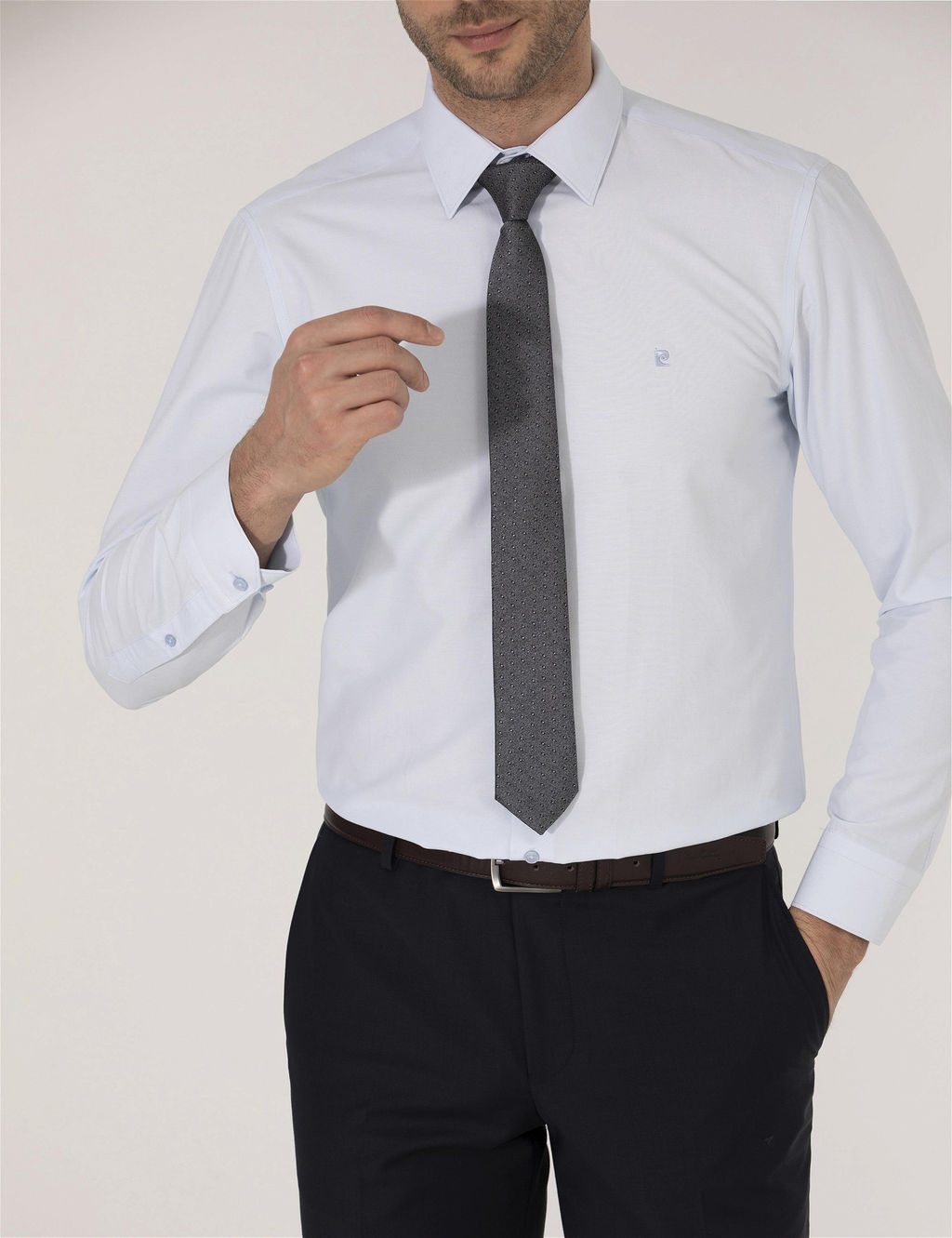 A__k Mavi Slim Fit Uzun Kollu Klasik G_mlek