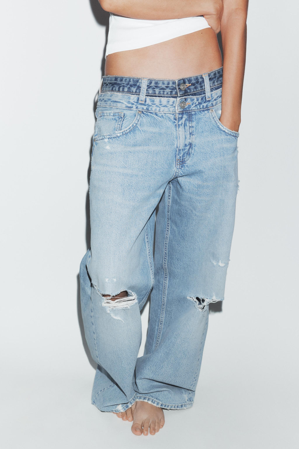 TRF STRAIGHT JEANS WITH DOUBLE WAISTBAND - Zara фото 11