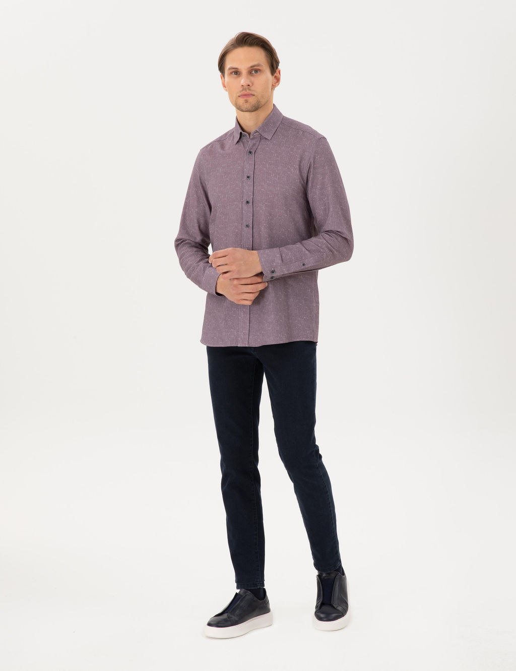 Mor Slim Fit Uzun Kollu G_mlek - Pierre cardin фото 4