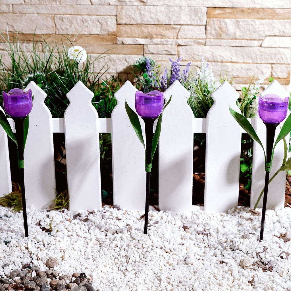 USL-C-453/PT305 PURPLE TULIP Садовый светильник на солнечной батарее Лиловый тюльпан. Белый свет. 1*LR аккумулятор в/к. IP44. TM Uniel. - Volpe фото 3