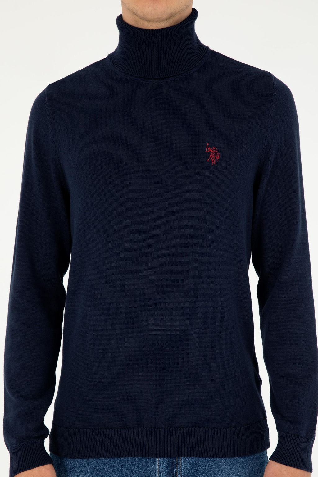 Мужской темно-синий базовый свитер - U.s. polo assn фото 6