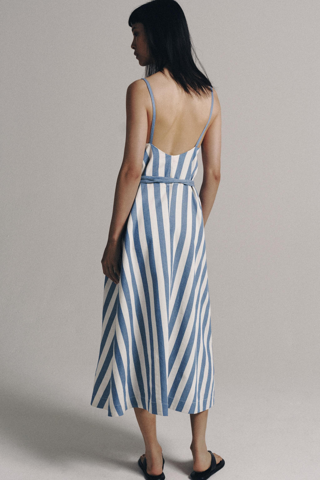 VESTIDO MIDI RAYAS ZW COLLECTION / Azul / Blanco - Zara фото 3