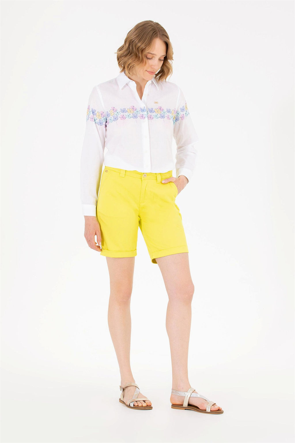 Женские неоново-желтые тканые шорты Неожиданная скидка в корзине - U.s. polo assn фото 3