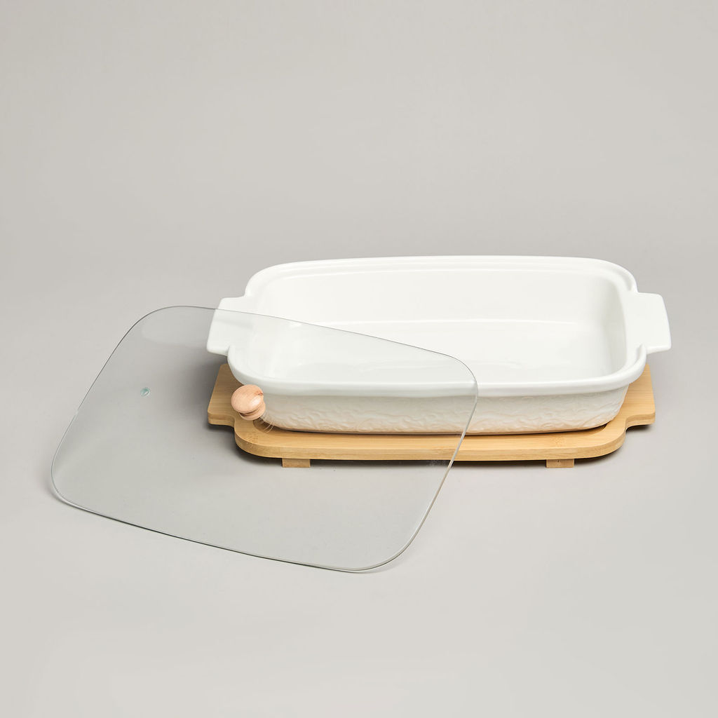 БЛЮДО ДЛЯ ВЫПЕКАНИЯ И СЕРВИРОВКИ LEFARD MUSE СО СТЕКЛ.КРЫШКОЙ НА ДЕР.ПОДСТАВКЕ 34,5*21*11СМ 1400МЛ  фото 5