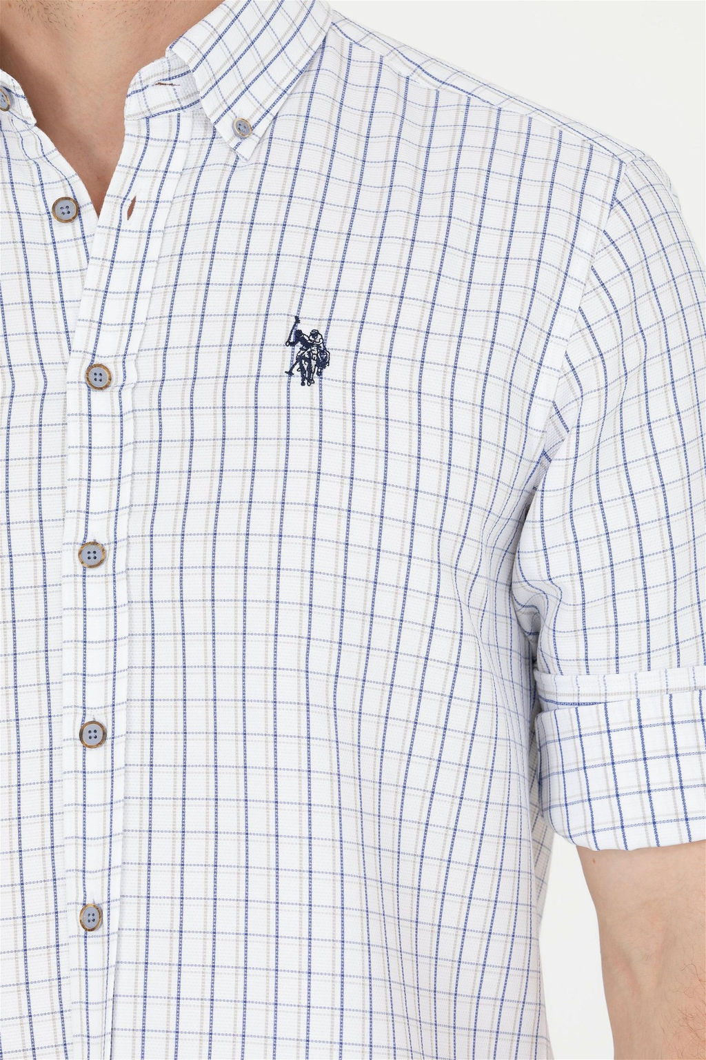 U. S. Polo Assn Мужская темно-синяя белая рубашка в клетку - U.s. polo assn фото 14