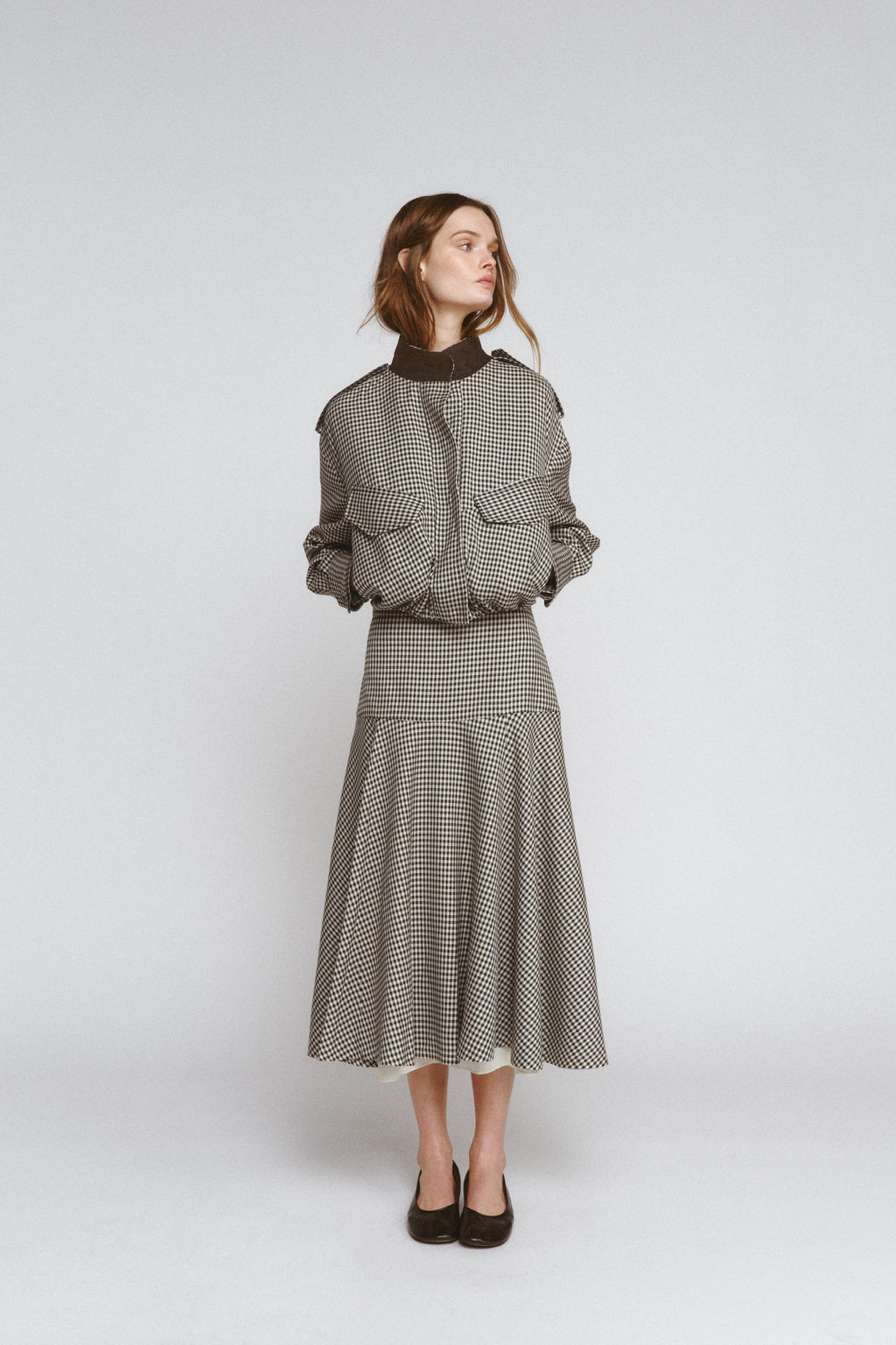 ZW COLLECTION CONTRAST CHECK SKIRT - Zara фото 8