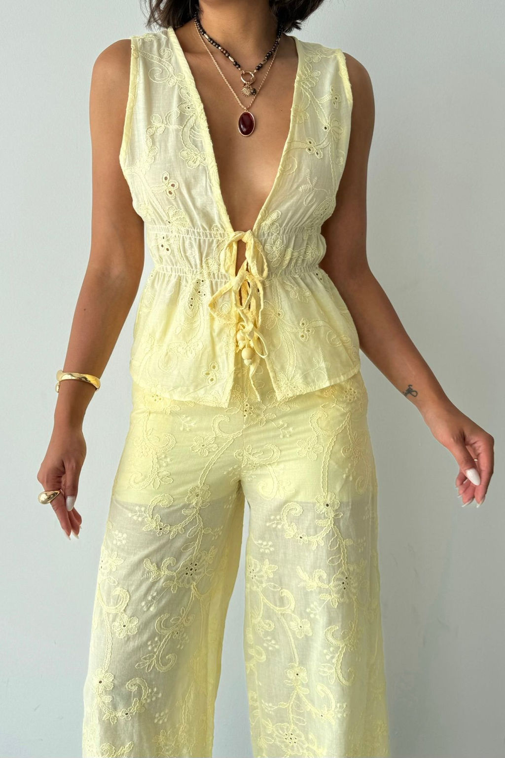 Sar? Pamuklu Brode Astarl? Pantolon TWOSS25PL00128