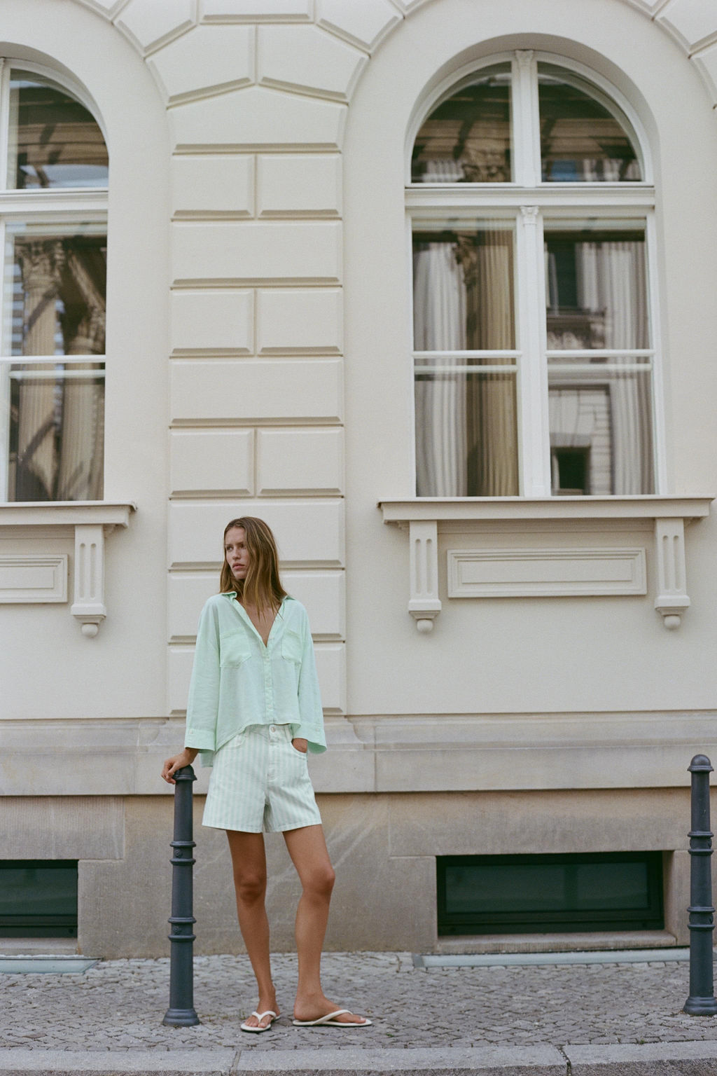 CAMISA FLUIDA CON LINO / Menta