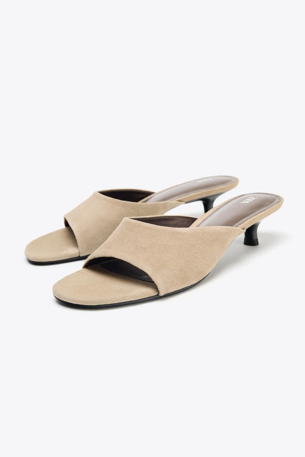 SUEDE KITTEN HEEL SANDALS - Zara фото 3