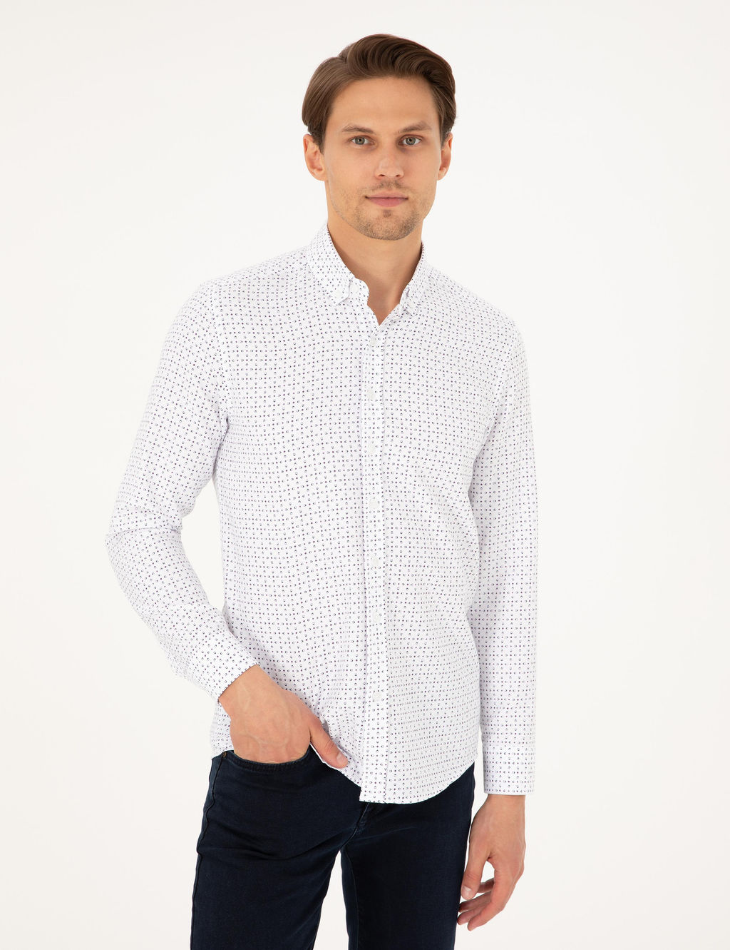 Рубашка Slim Fit индиго с длинным рукавом