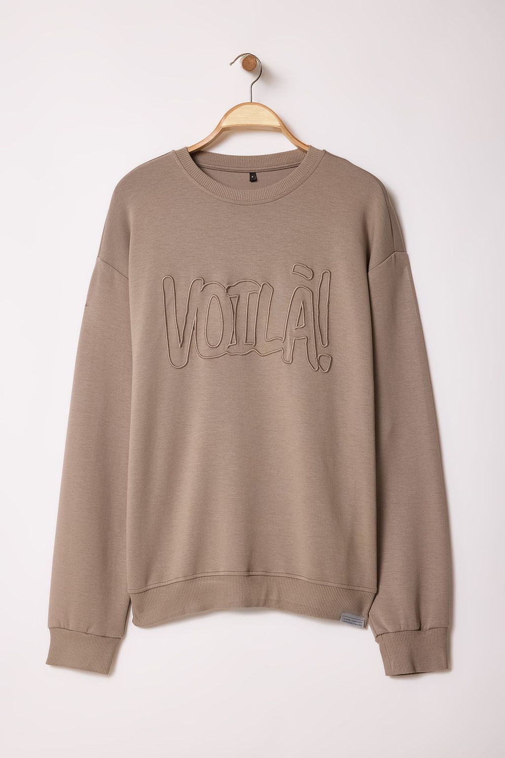 Vizon More Sustainable Oversize/Genis Kesim Yaz? Nak?sl? Sardonsuz Sweatshirt TMNAW25SW00209