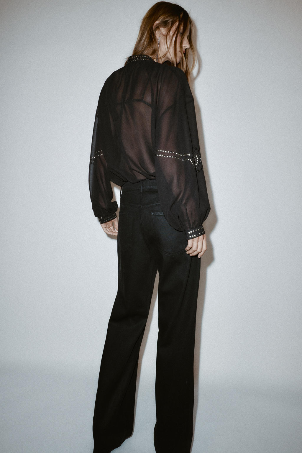 SEMI-SHEER BEADED BLOUSE - Zara фото 6