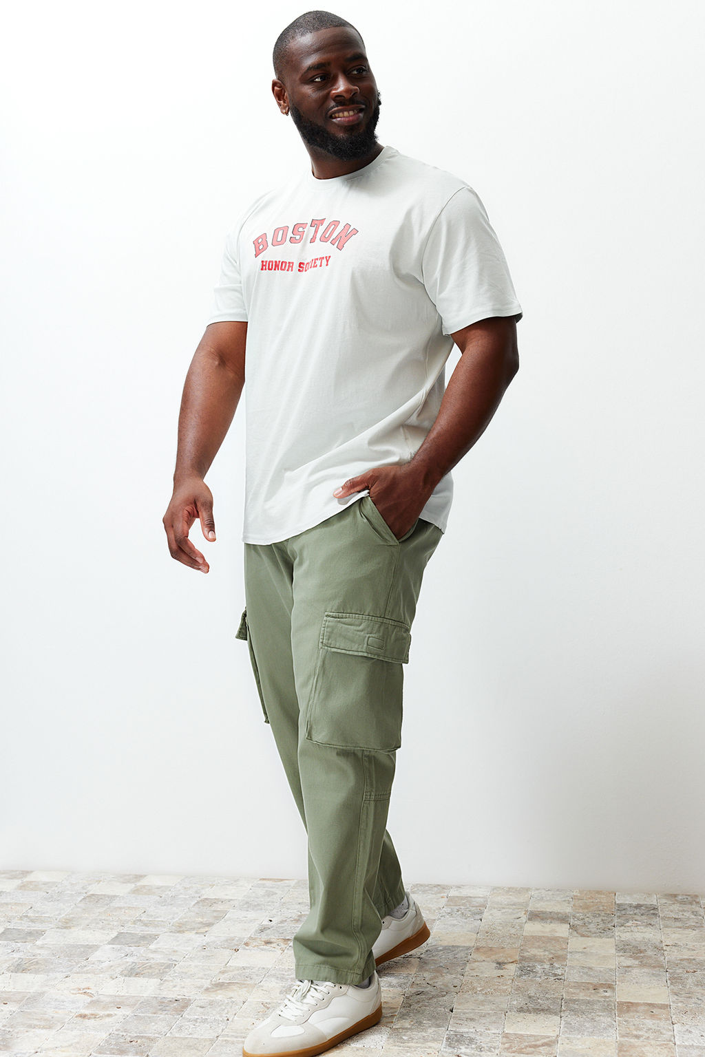 Ac?k Haki Regular Fit Kargo Cepli Beli Bagc?kl? Buyuk BedenPantolon TMNSS24AR00002