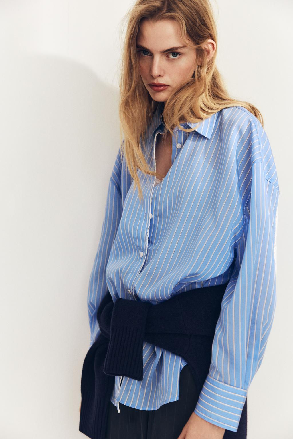 OVERSIZE STRIPED POPLIN SHIRT - Zara фото 4