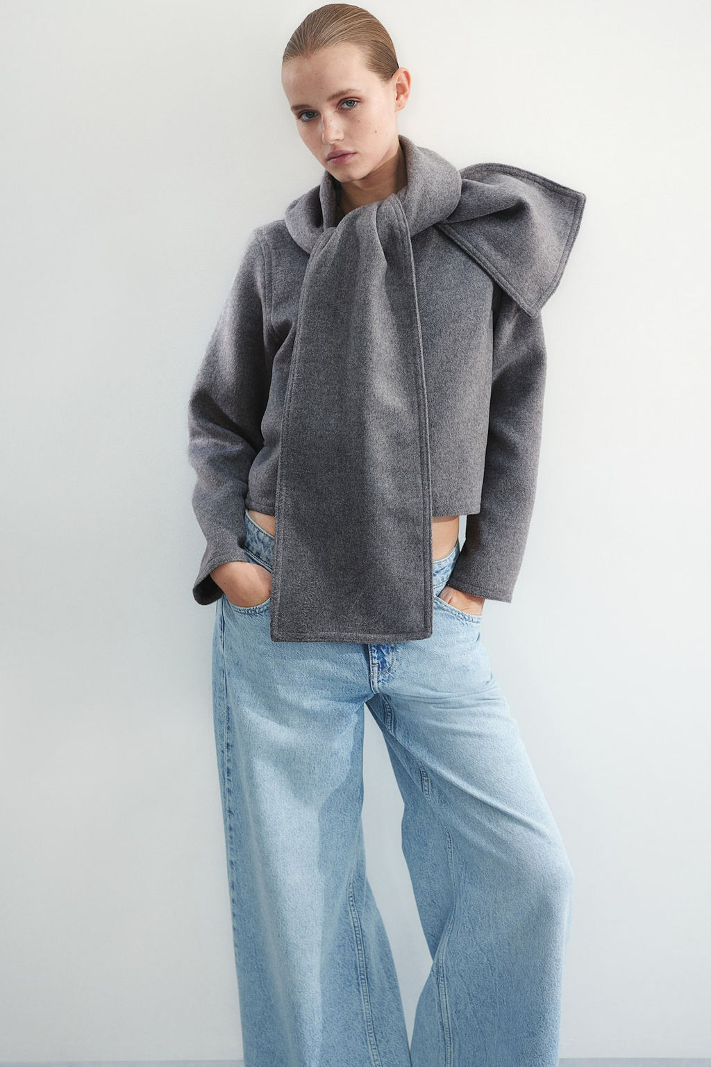 Chaqueta de fieltro con bufanda - H&m фото 4