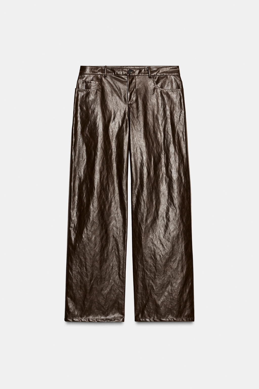 ZW COLLECTION FAUX LEATHER STRAIGHT TROUSERS - Zara фото 5