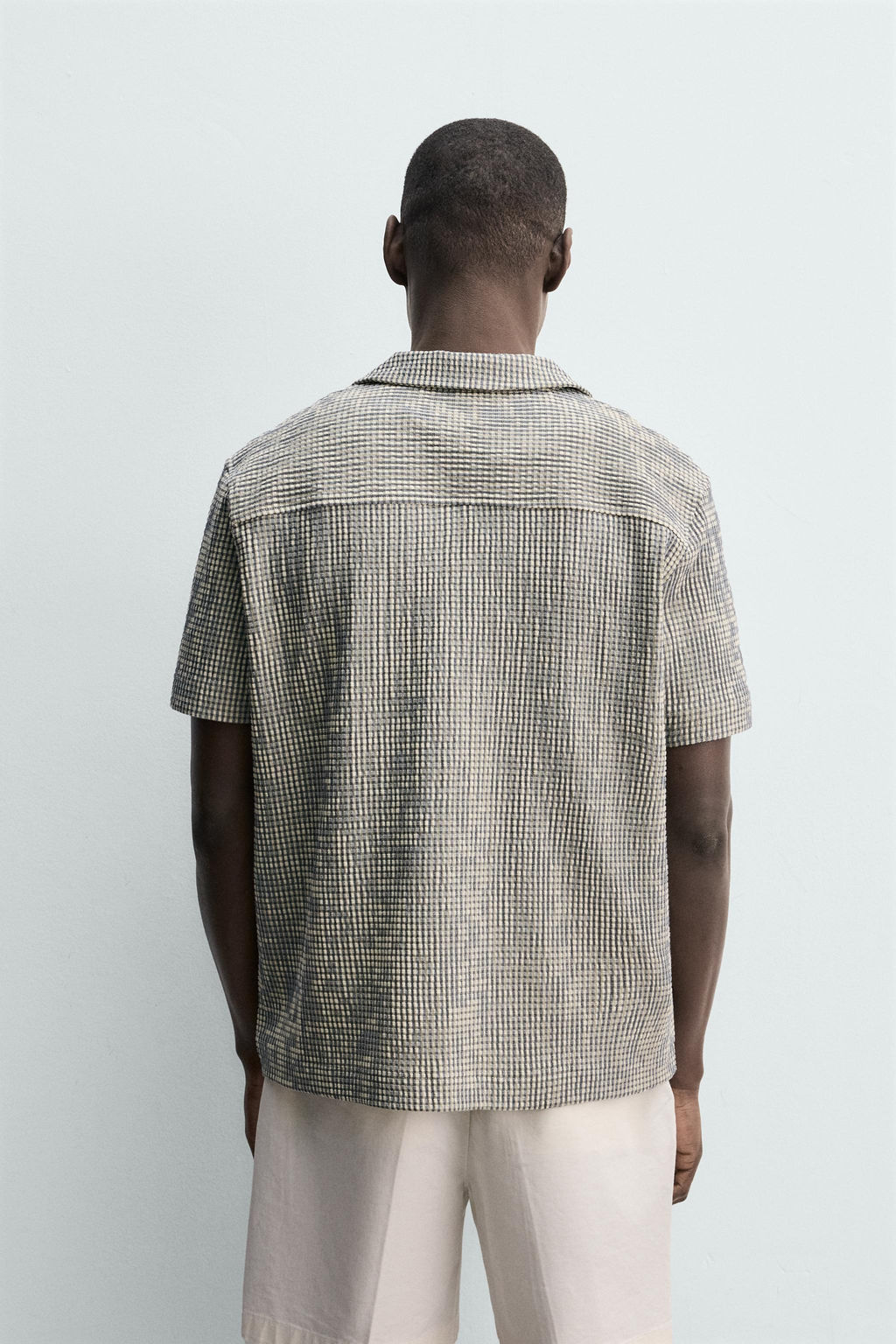CAMISA REGULAR FIT ESTRUCTURA SEERSUCKER / Crudo / Verde - Zara фото 3