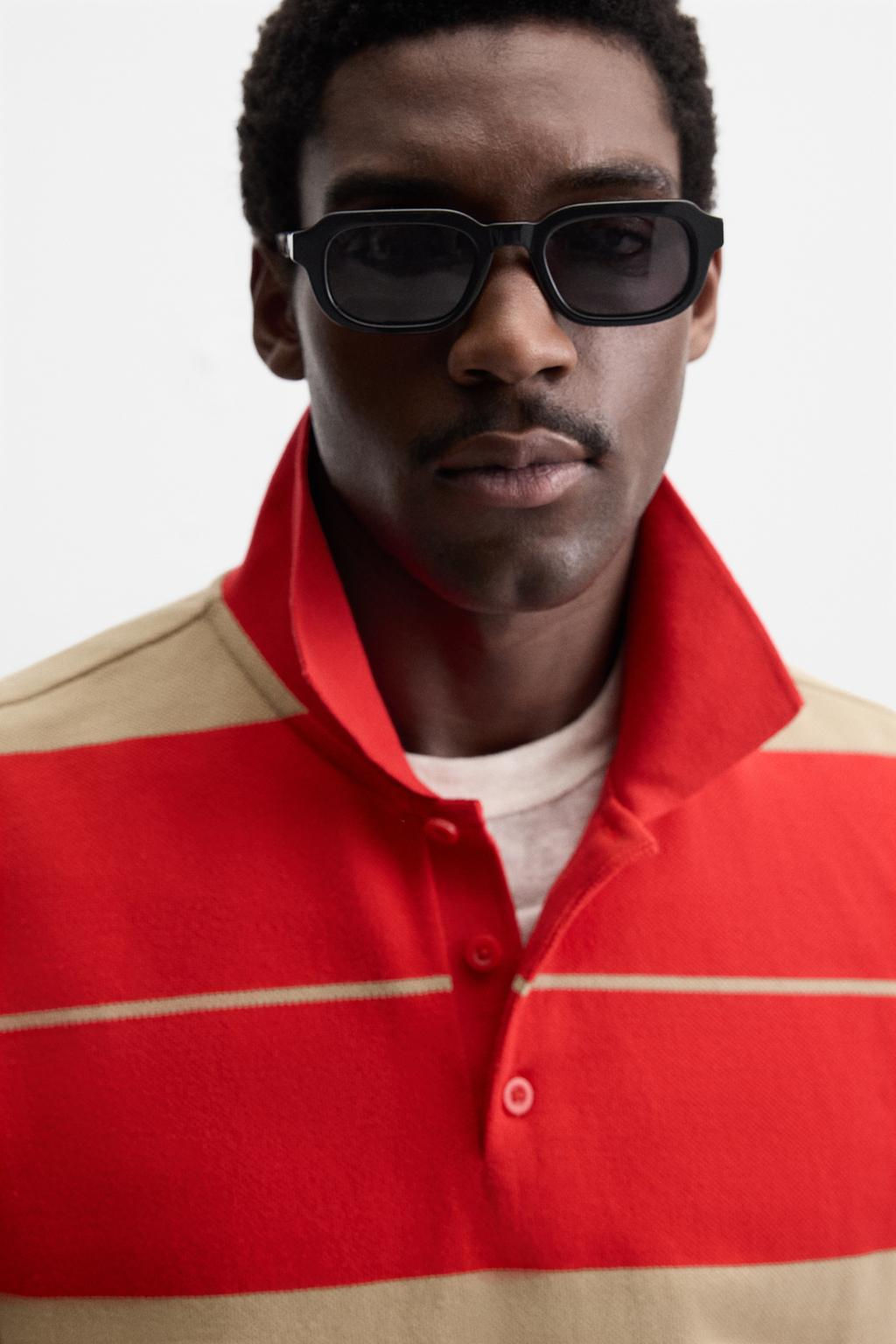 STRIPED PIQUE POLO SHIRT - Zara фото 5