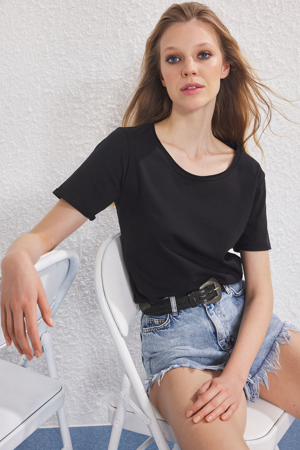 TRENDYOLMILLA Bordo %100 Pamuk Havuz Yaka K?sa Kol Regular/Normal Kal?p Orme T-Shirt TWOSS25TS00192  фото 2