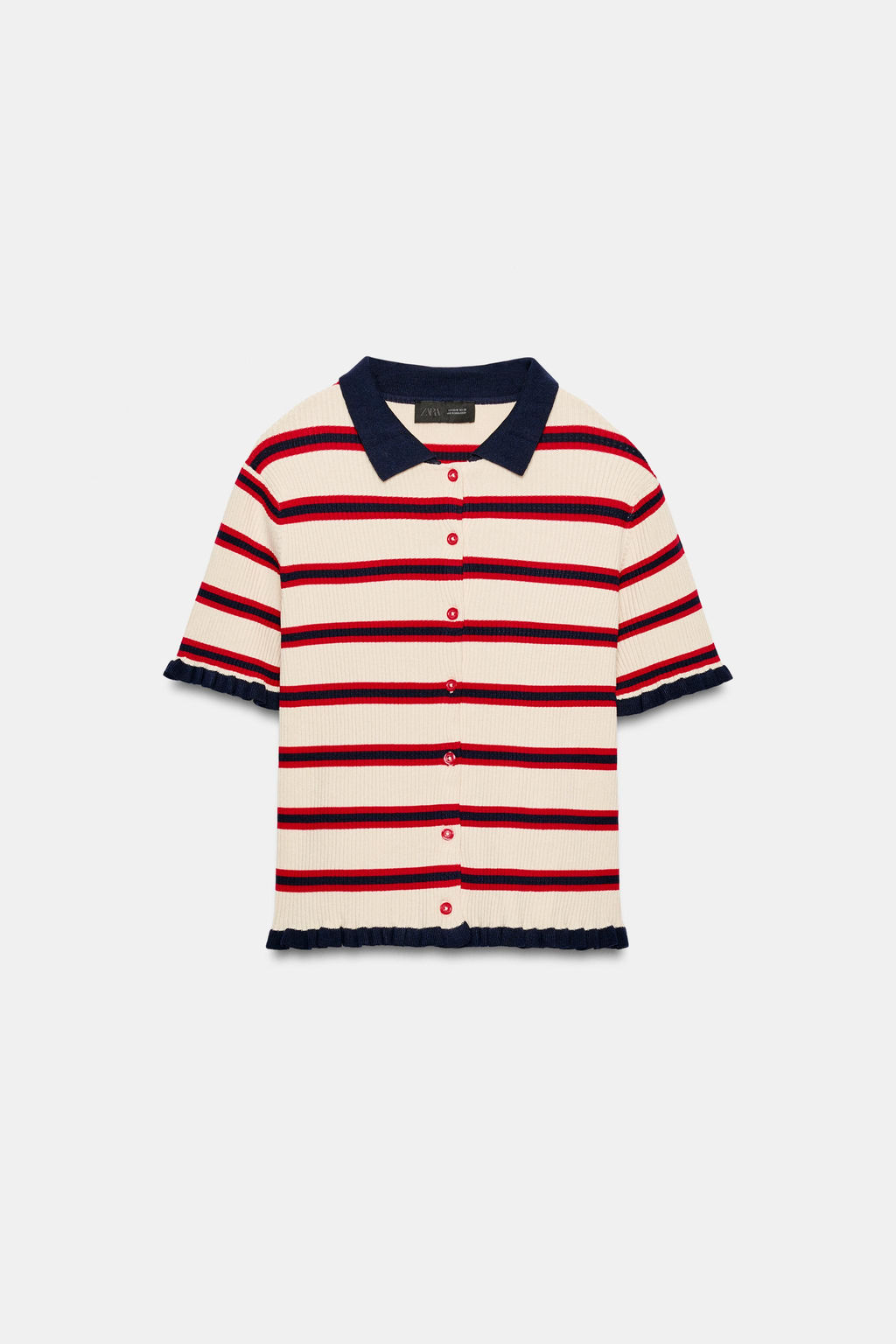 CHAQUETA PUNTO RAYAS / Crudo / Rojo - Zara фото 4