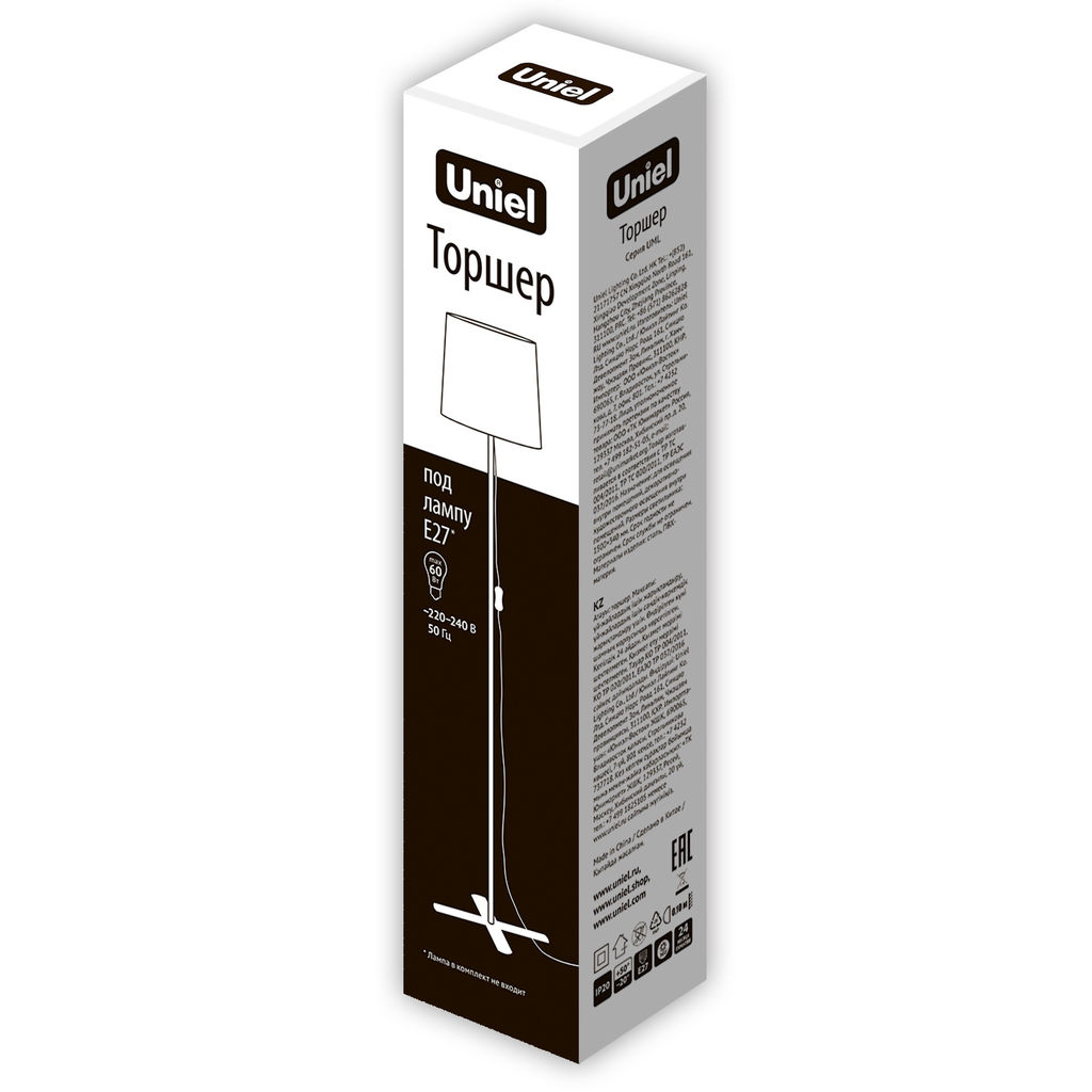 UML-T510 E27 BLACK/WHITE Торшер напольный под лампу Е27, 60W. Черный/Белый. ТМ Uniel