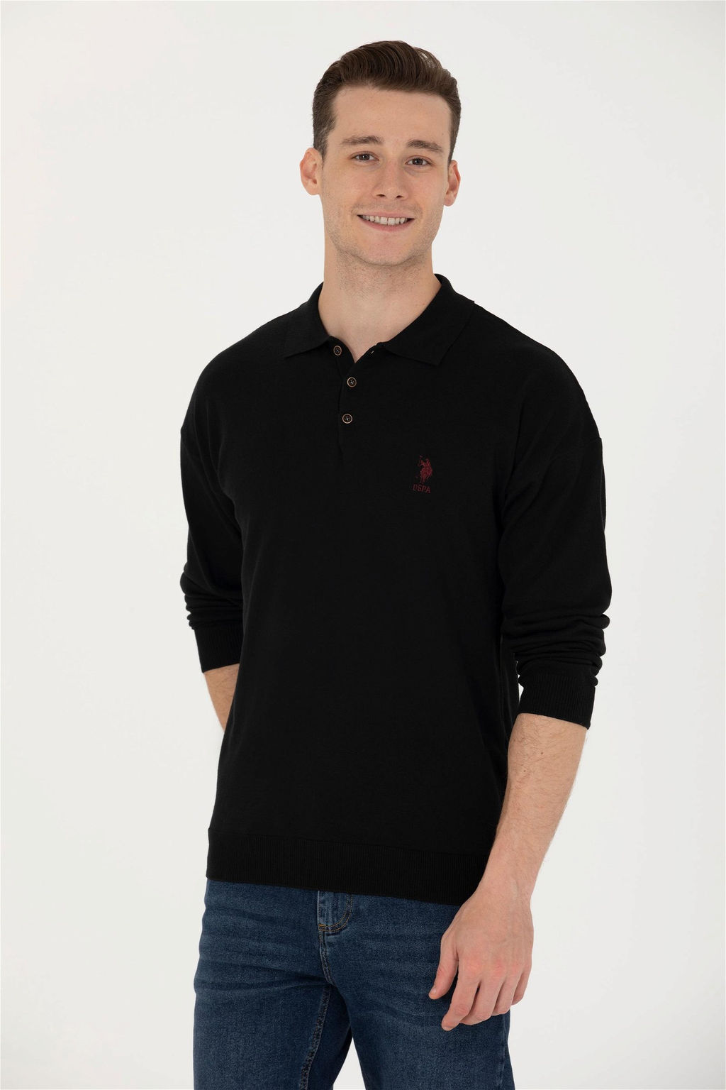 U. S. Polo Assn Мужской черный базовый свитер - U.s. polo assn фото 8