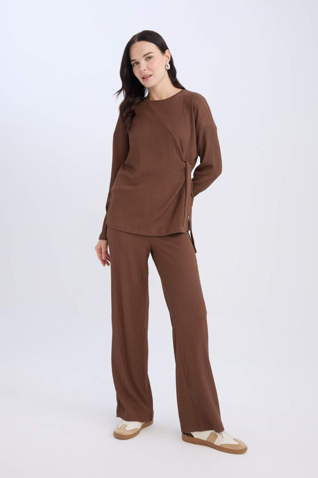 Burumcuk Pantolon Wide Leg Genis Bol Paca Esnek Belli - Defacto фото 7