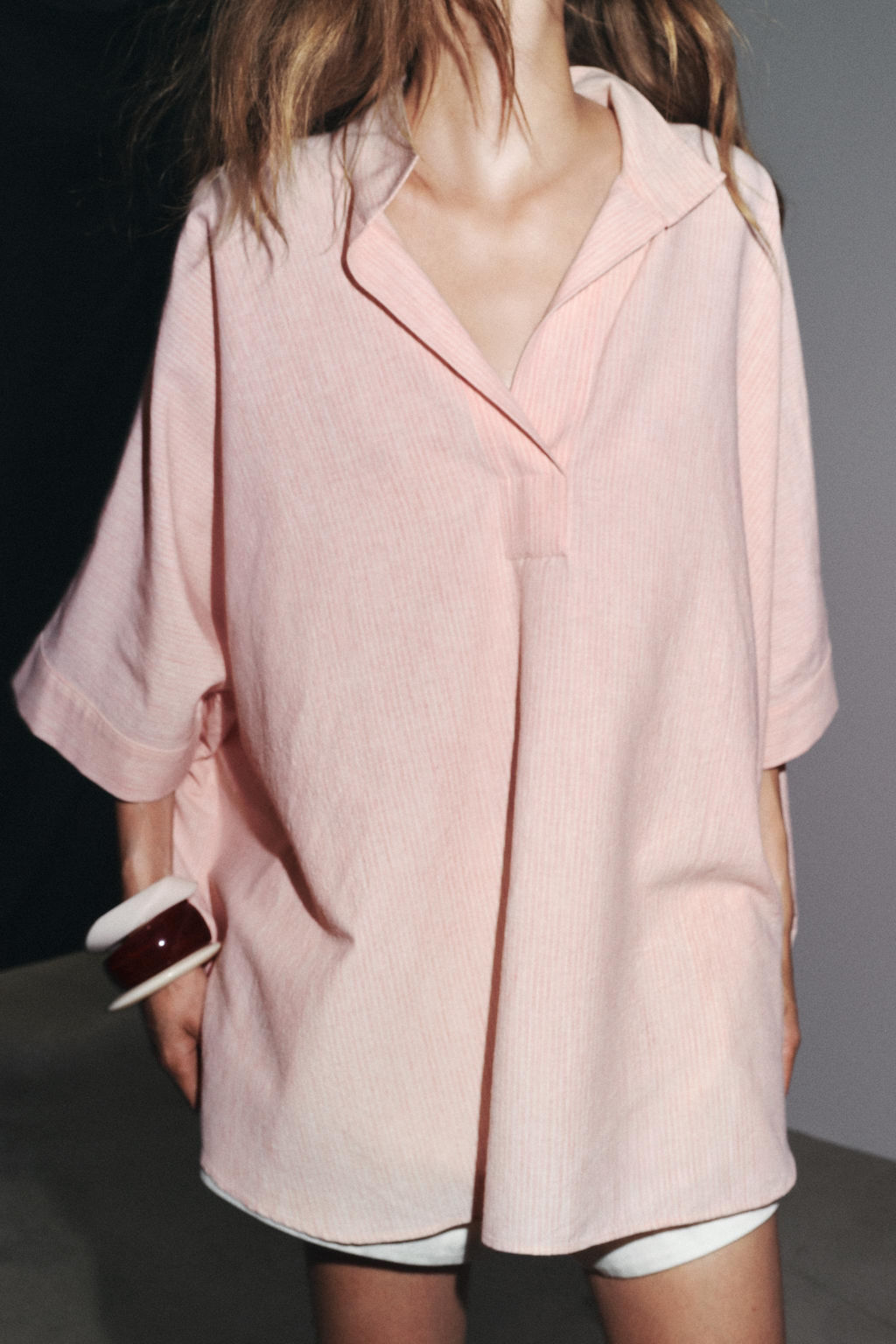 ZW COLLECTION STRIPED OVERSIZE CAPE SHIRT - Zara фото 12