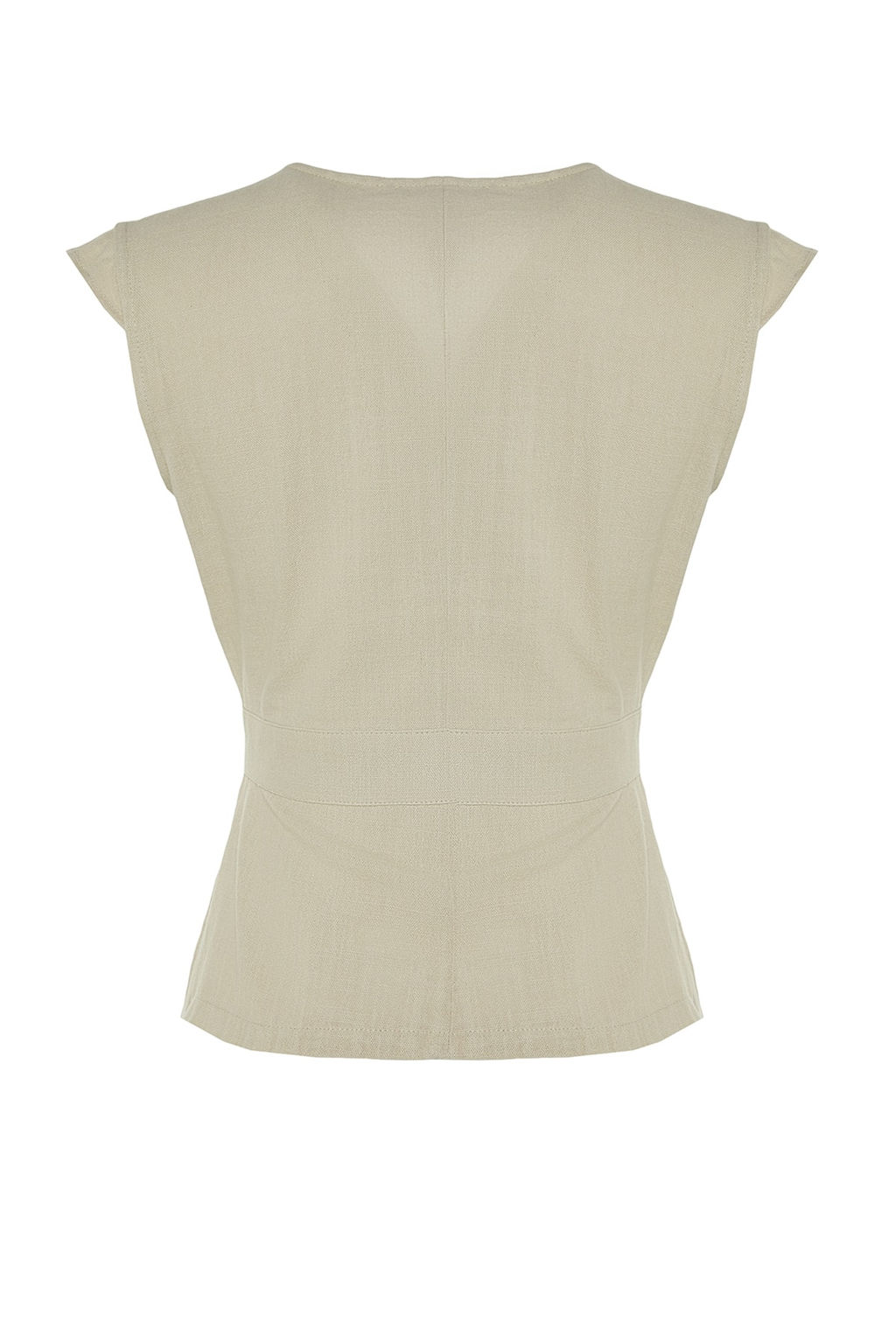 Gri Dokuma Kemik Dugme Detayl? Kruvaze Dokuma Bluz TWOSS20BZ0707