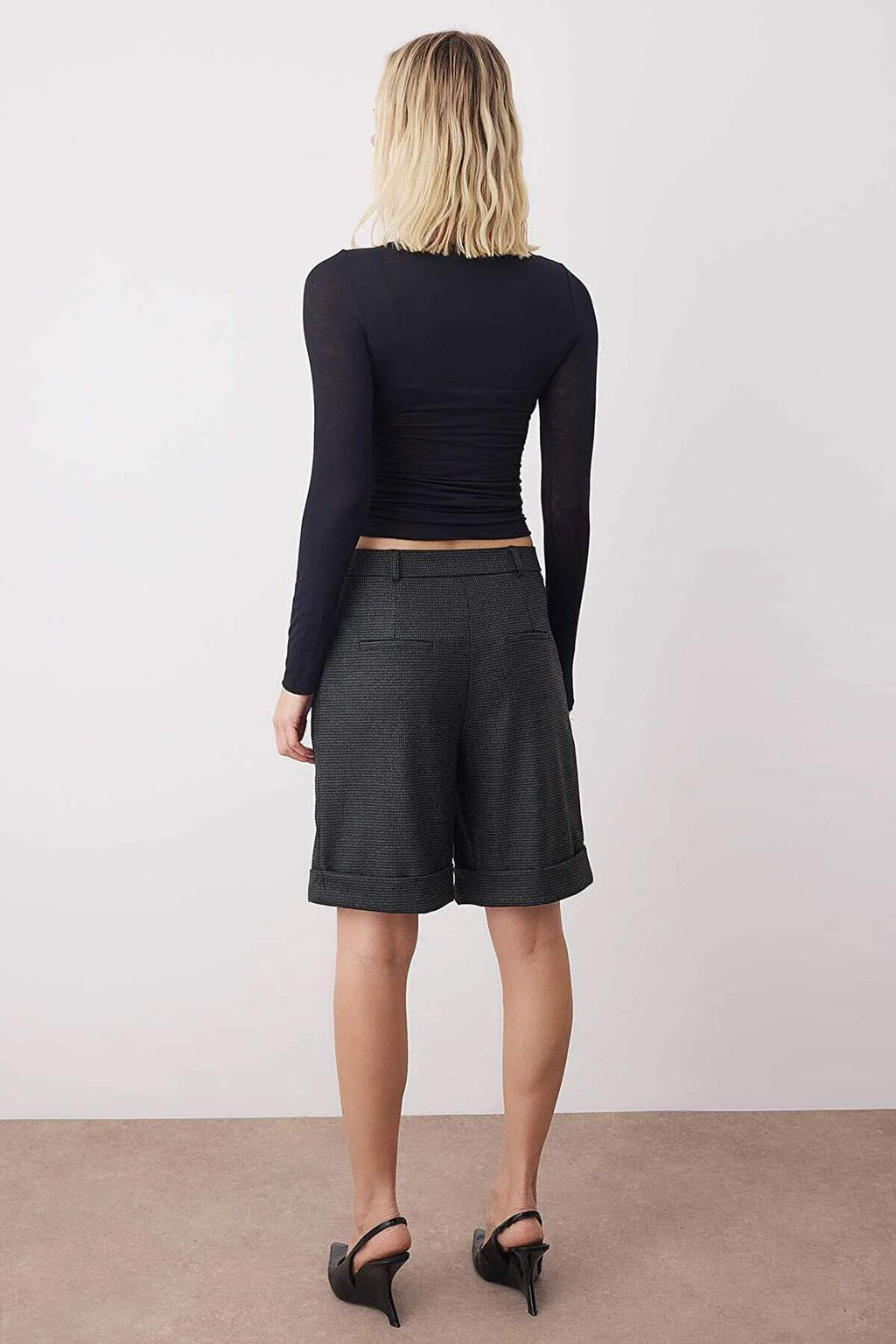 Antrasit Mini Kazayag? Desenli Duble Paca Kumas Sort & Bermuda TWOAW26SR00045 - Trendyolmilla фото 4