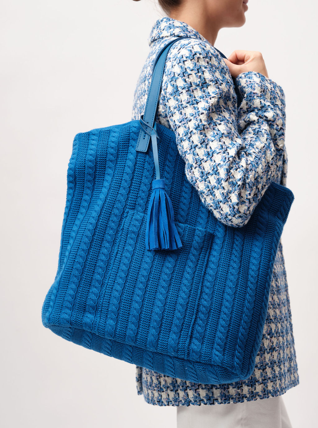 Сумка-шоппер Deboro 30678 синий трикотаж