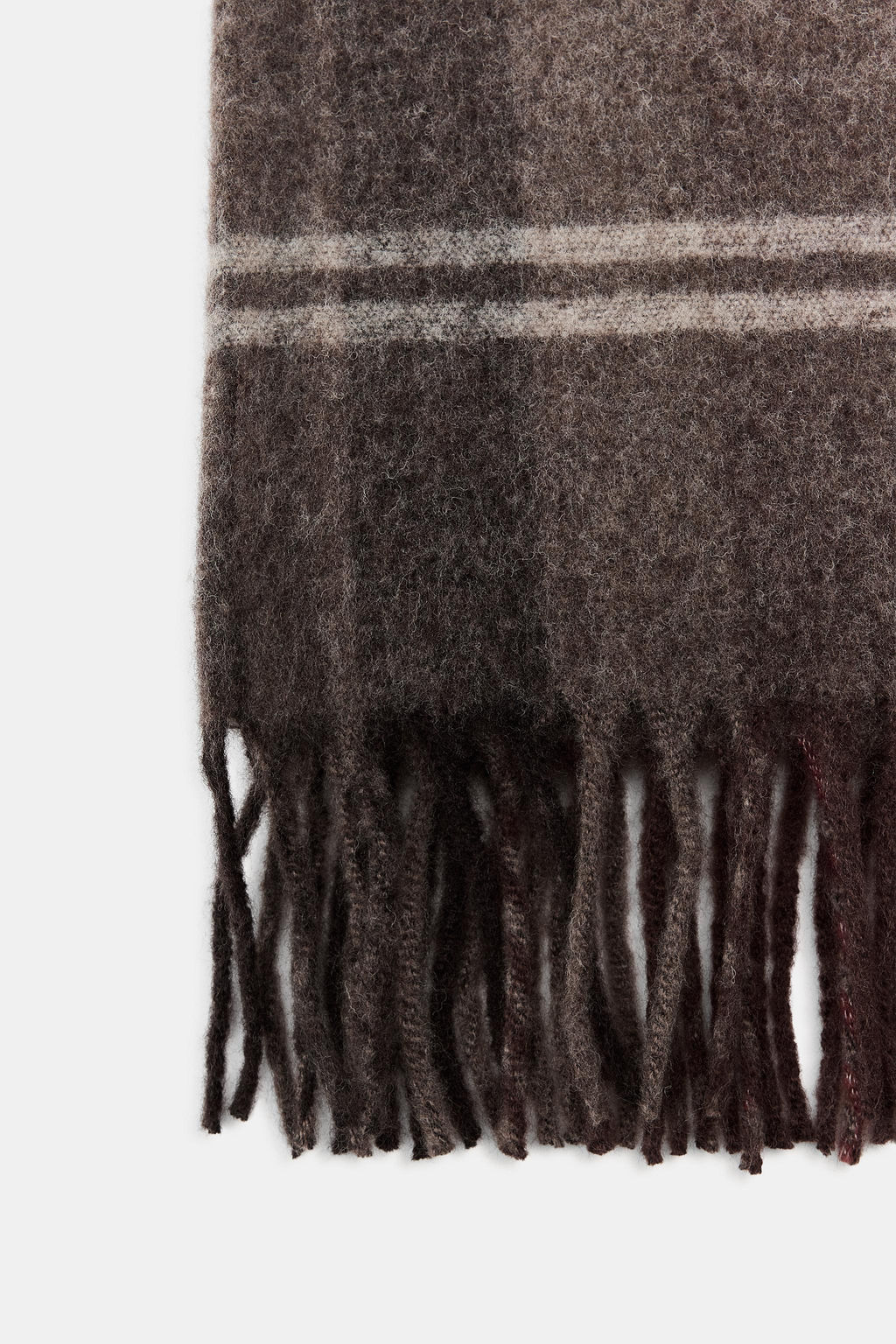 CHECK SCARF WITH FRINGE - Zara фото 9