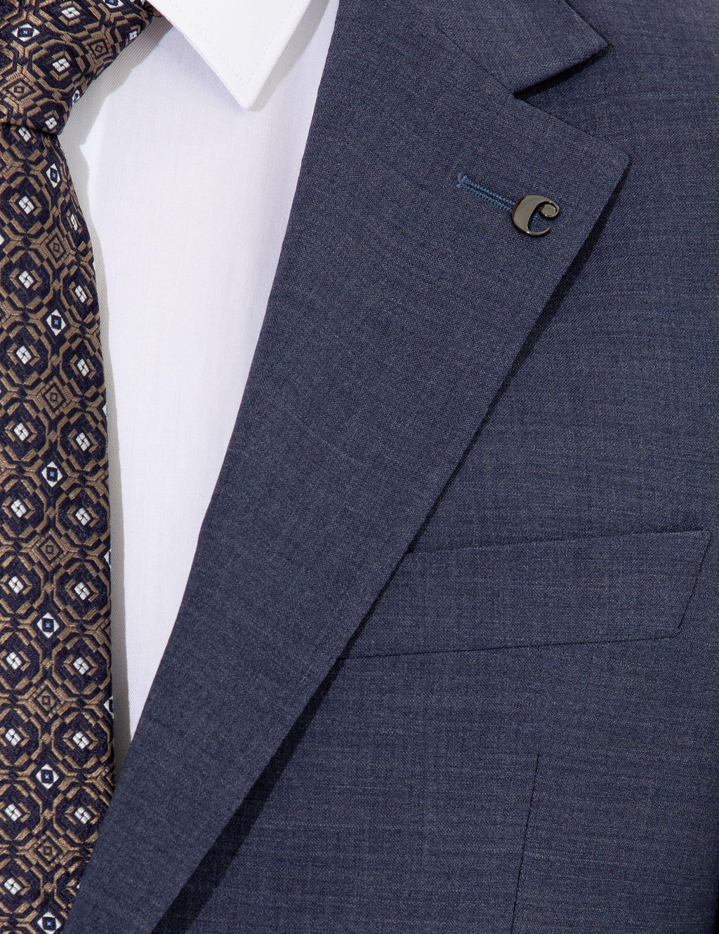 Светло-темно-синий приталенный костюм - Cacharel фото 8