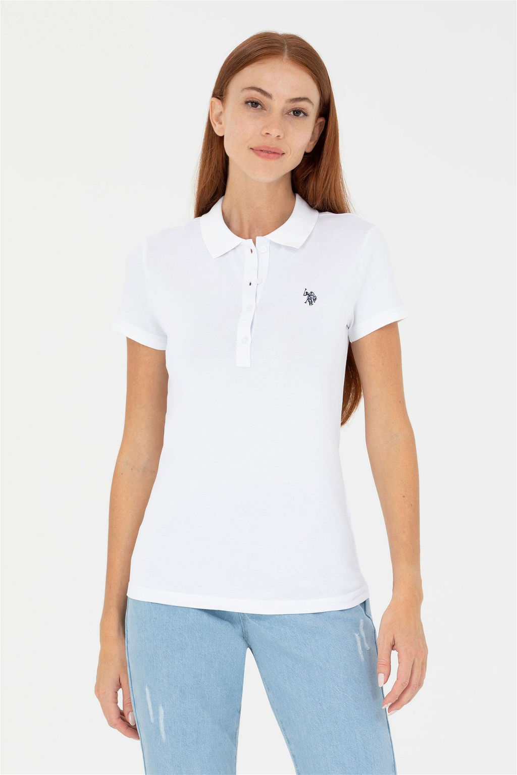 Женская белая базовая футболка - U.s. polo assn фото 8