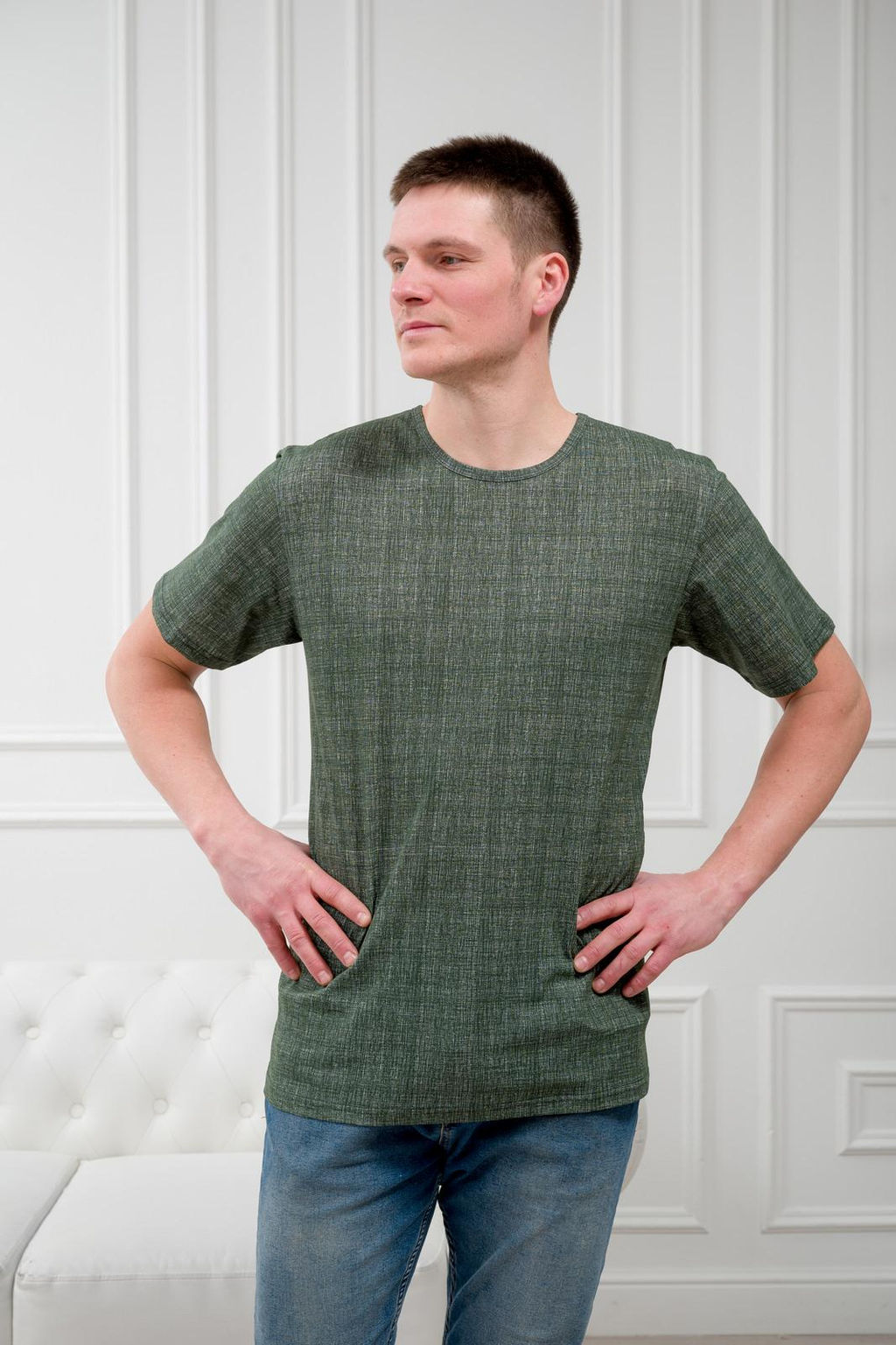 Футболка мужская из кулирки олива - Амадэль фото 4