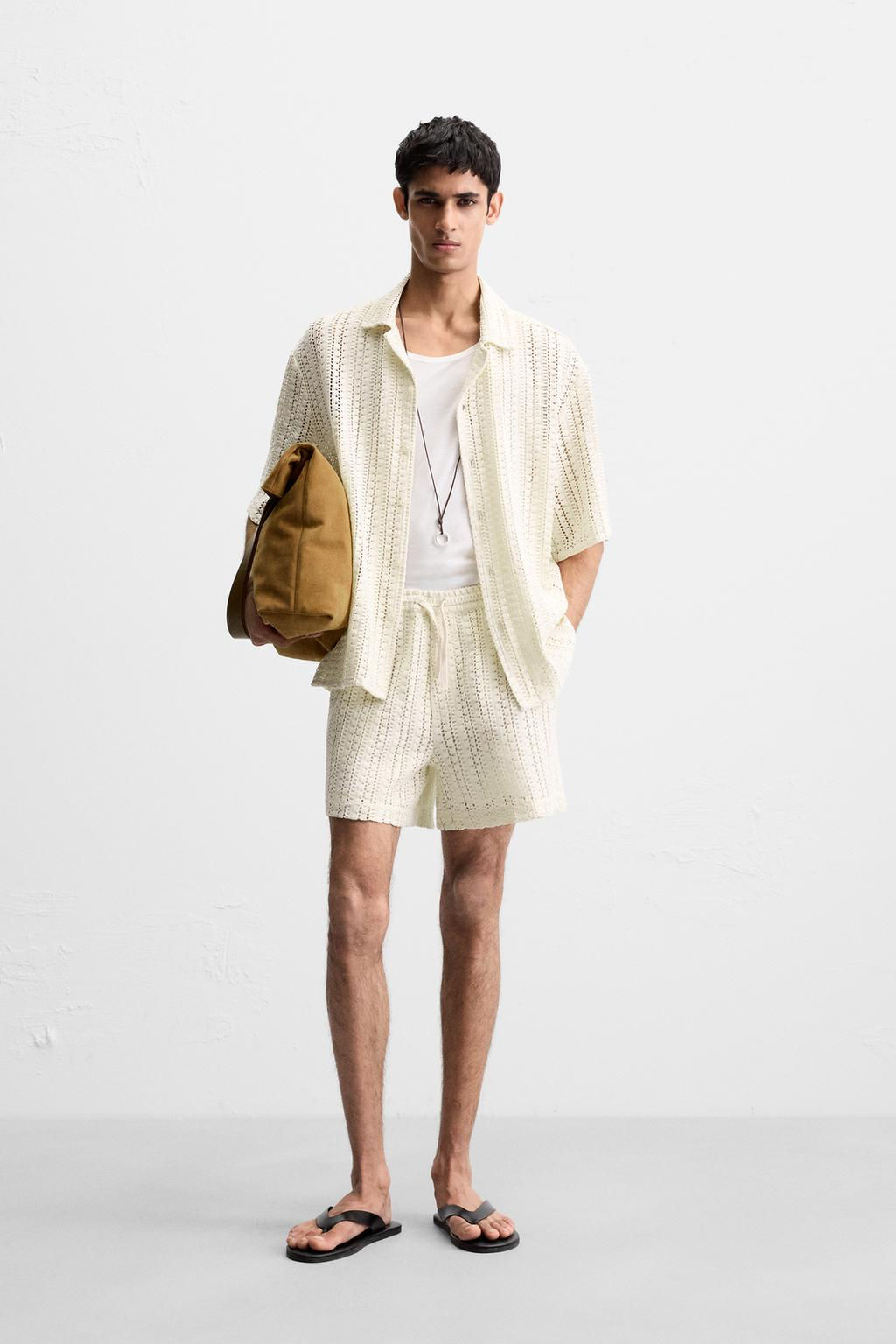 TEXTURED CROCHET BERMUDA SHORTS - Zara фото 11