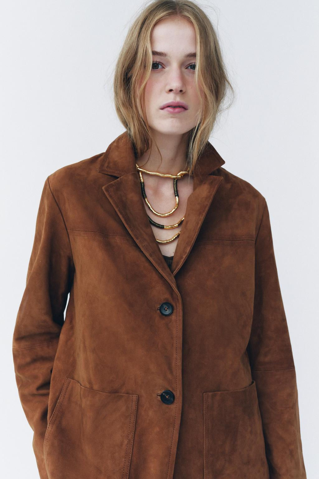 ZW COLLECTION LIMITED EDITION 100% SUEDE OVERSIZE BLAZER - Zara фото 13