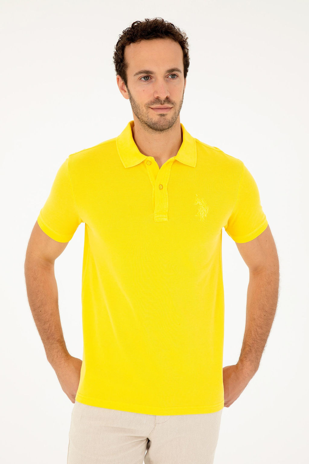 Мужская желтая базовая футболка Неожиданная скидка в корзине - U.s. polo assn фото 3