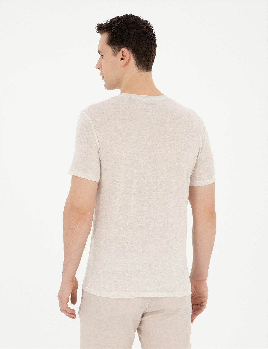 Bej Slim Fit Basic Ti__rt - Pierre cardin фото 5