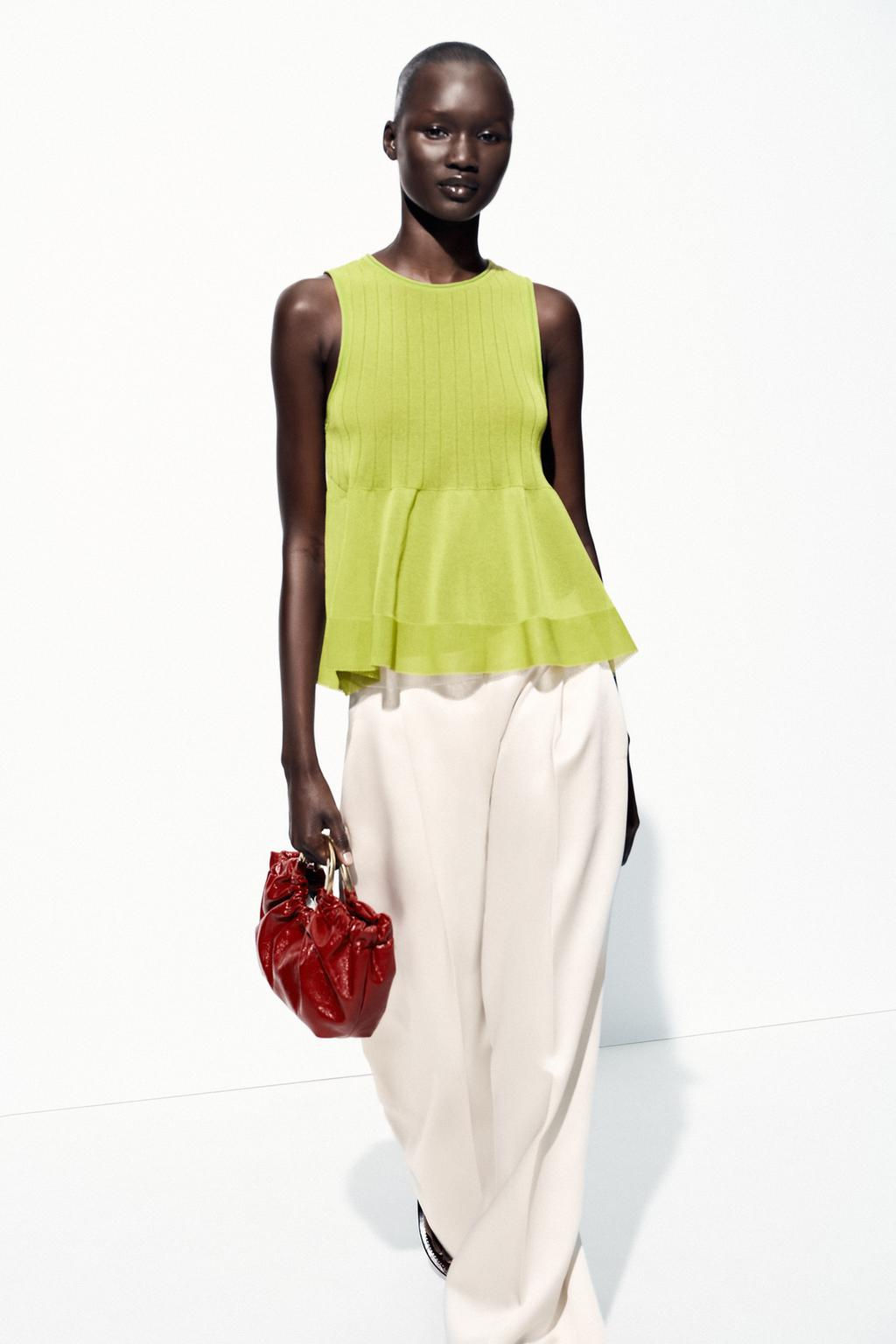 KNITTED TOP WITH RUFFLED HEM - Zara фото 3