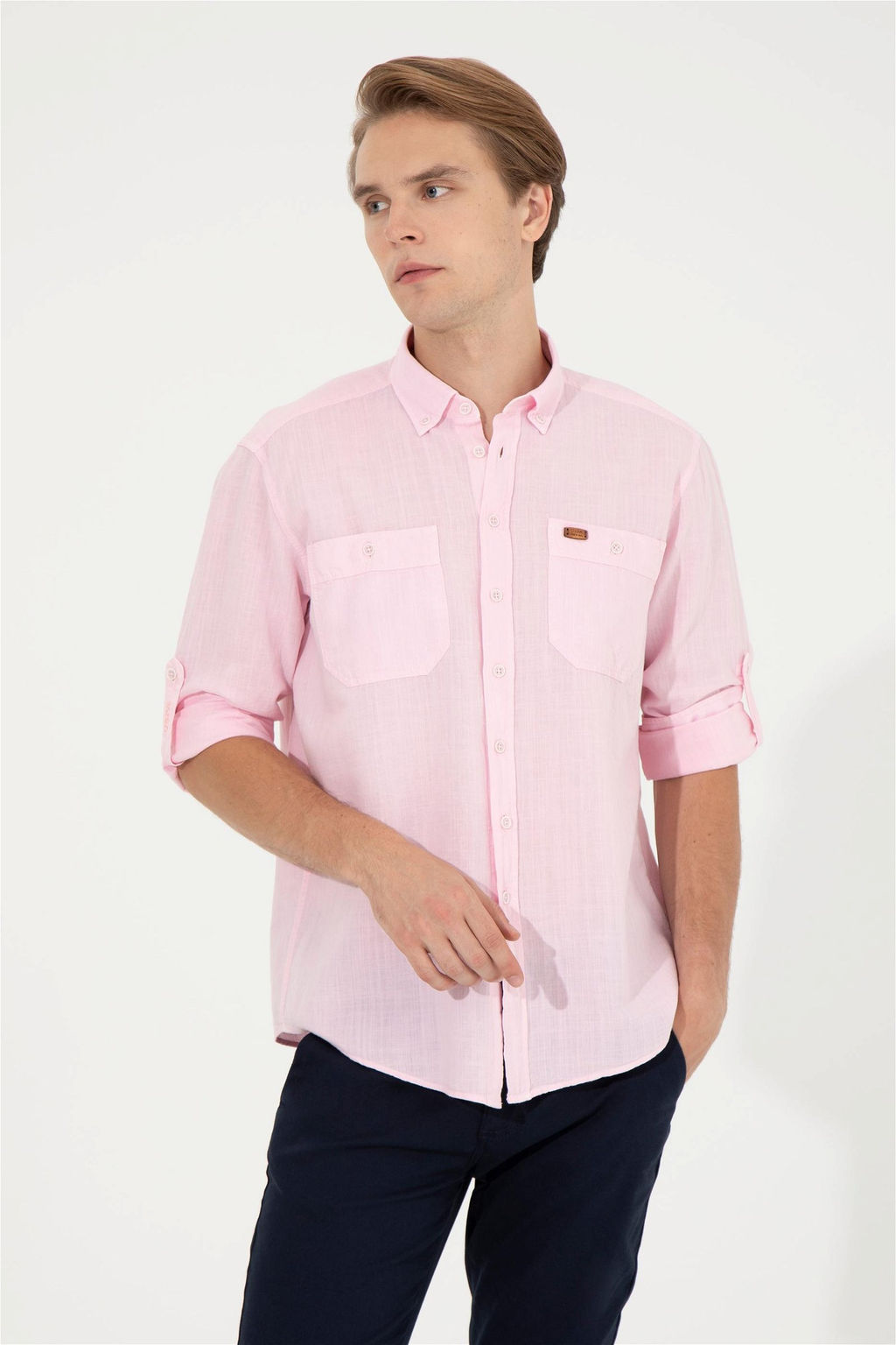 U. S. Polo Assn Мужская пудровая рубашка с длинным рукавом - U.s. polo assn фото 10