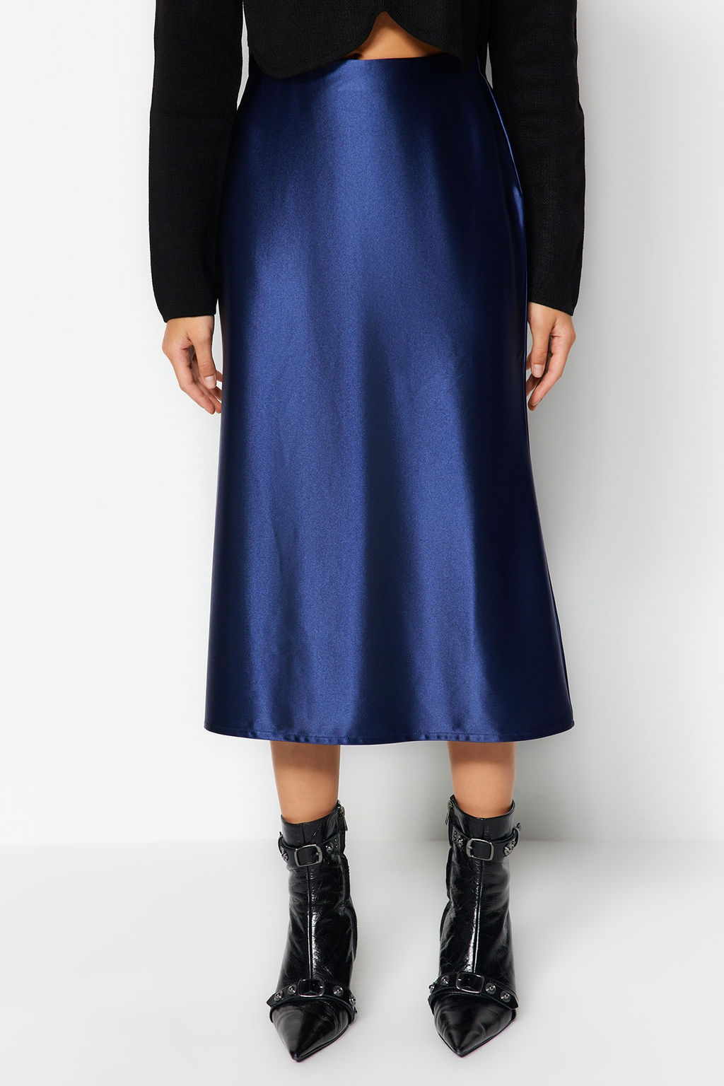 TRENDYOLMILLA Indigo Saten A Kesim/Can Form Midi Orme Etek TWOAW24ET00088 фото 8