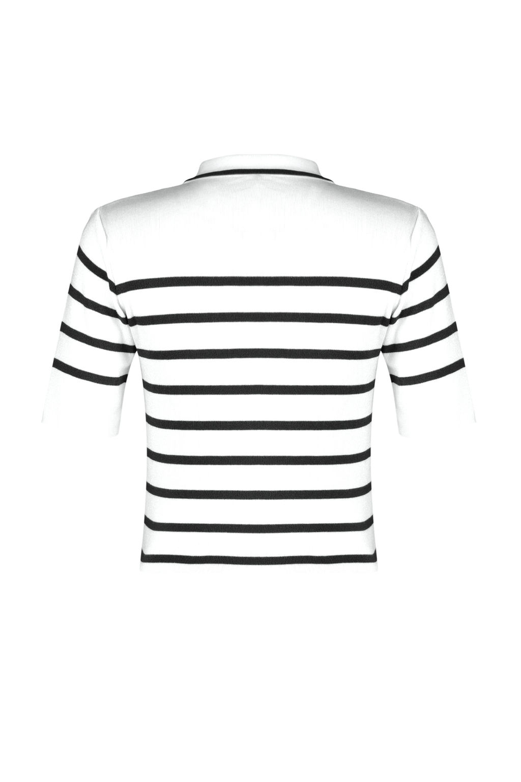 Ekru Premium Kalite Polo Yaka Cizgili Triko Kazak TWOSS24KZ00048