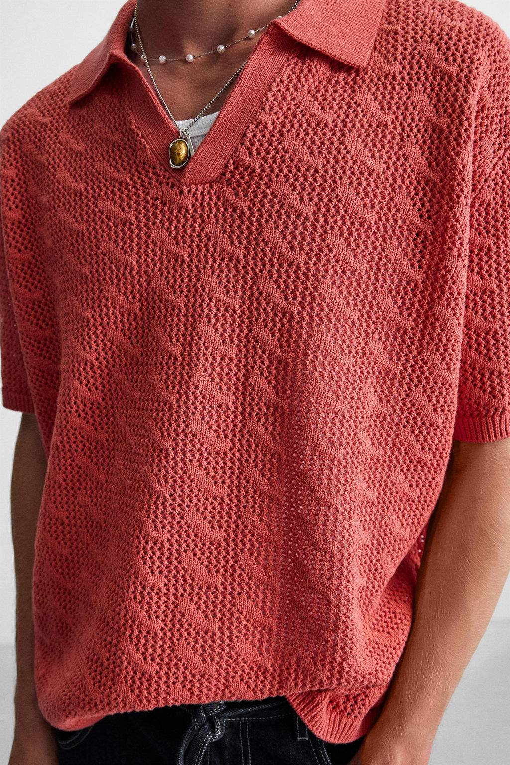 OPEN KNIT POLO SHIRT - Zara фото 6