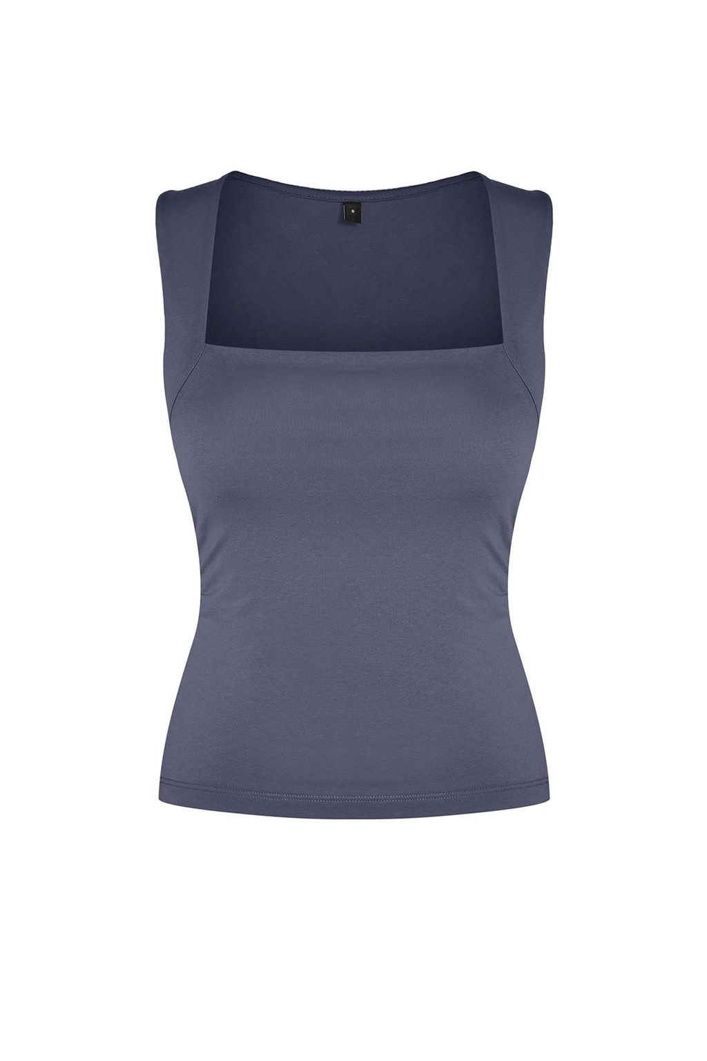 Gri Duz Kare Yaka Ask?l? Buzgulu Fitted/Vucuda Oturan Esnek Orme Bluz TWOSS24BZ00400