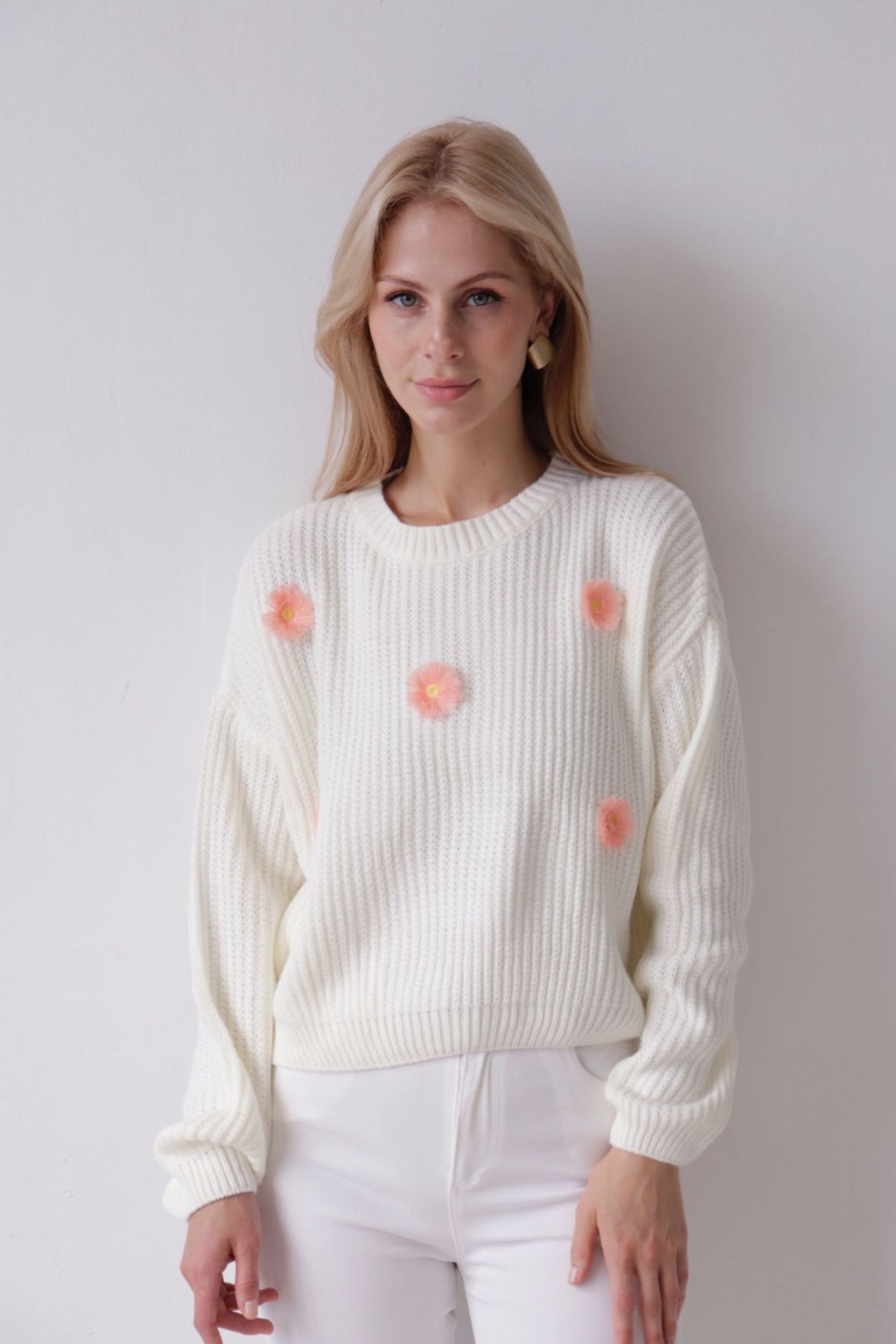 9837 Джемпер белый с цветами - Martichelli фото 33