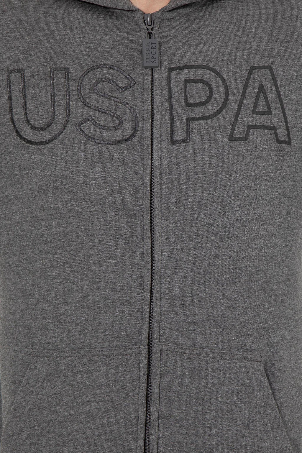 Свитшот мужской U. S. Polo Assn антрацитовый меланж из хлопка - U.s. polo assn фото 12