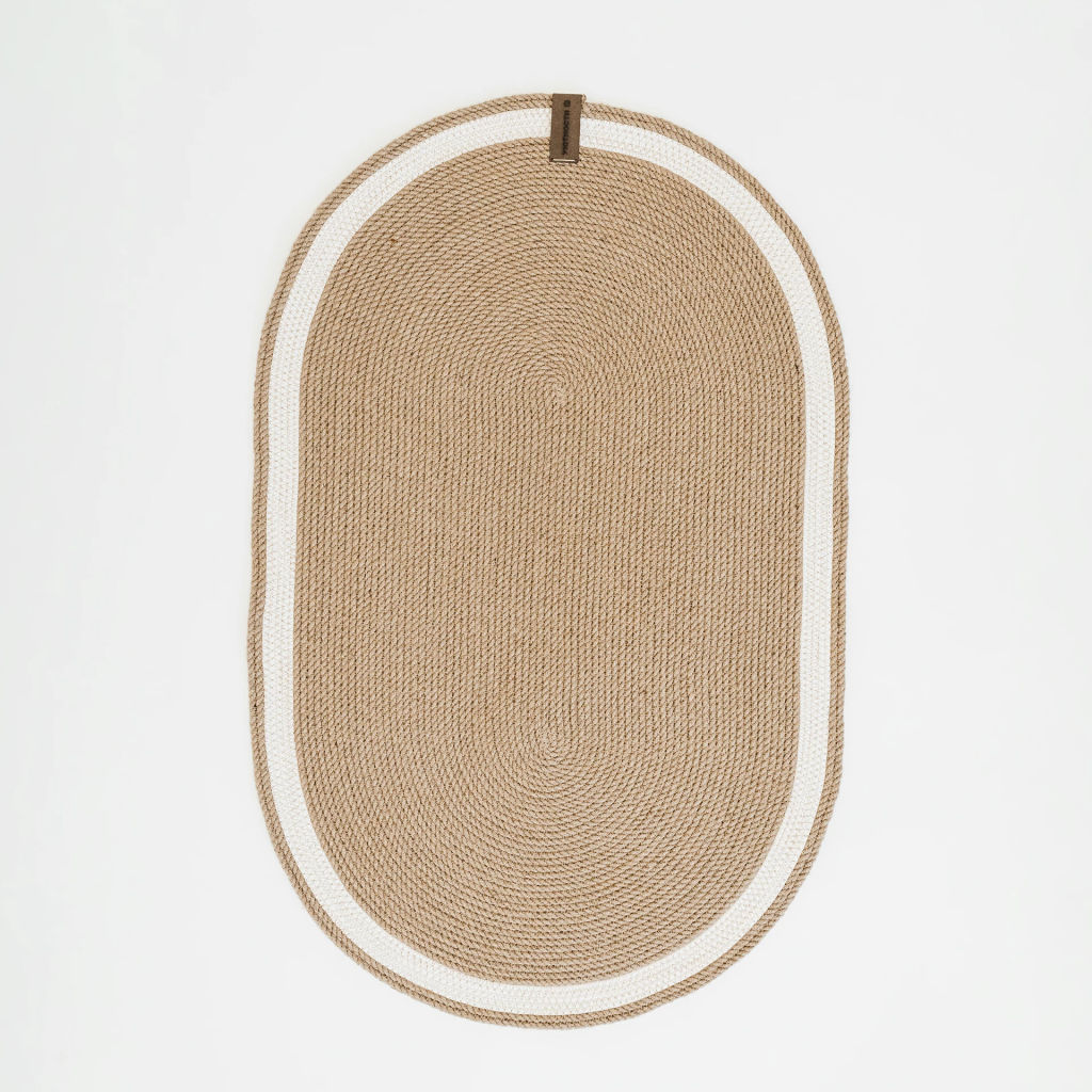 Коврик из джута овальный 50х80см с белым кантом - Уютности фото 2